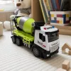 White and black-edged toy cement mixer truck, children's educational engineering vehicle details Picture